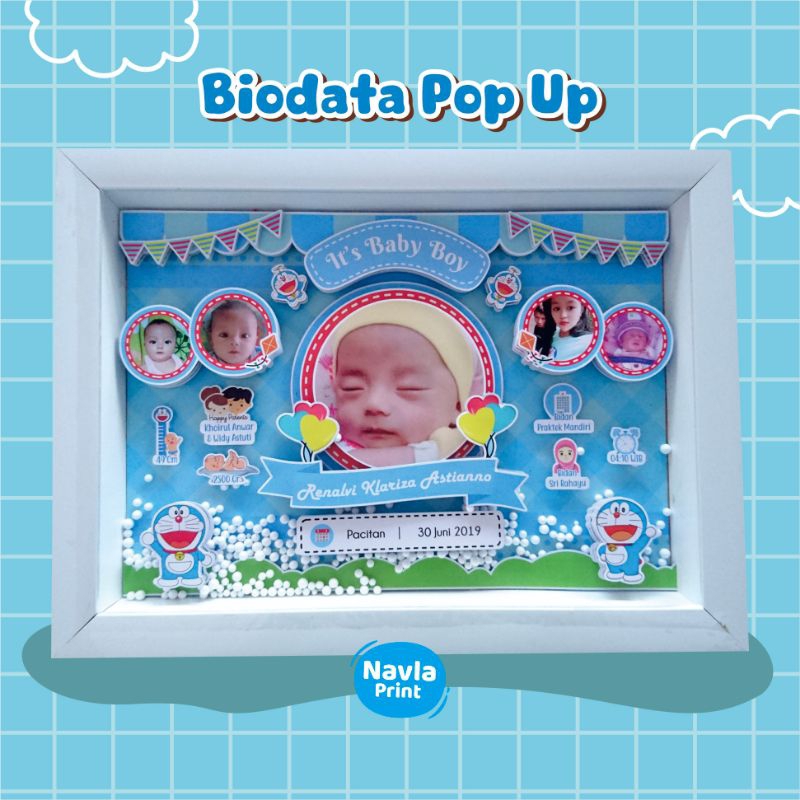Biodata Bayi 3D/ Biodata Pop Up 12R/ Biodata Bayi/ Papan Nama Bayi