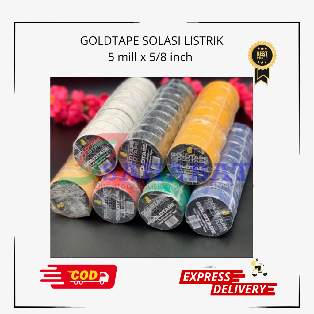 

Goldtape PVC Warna / Selotape Warna Isolasi Listrik Satu Slop isi 10