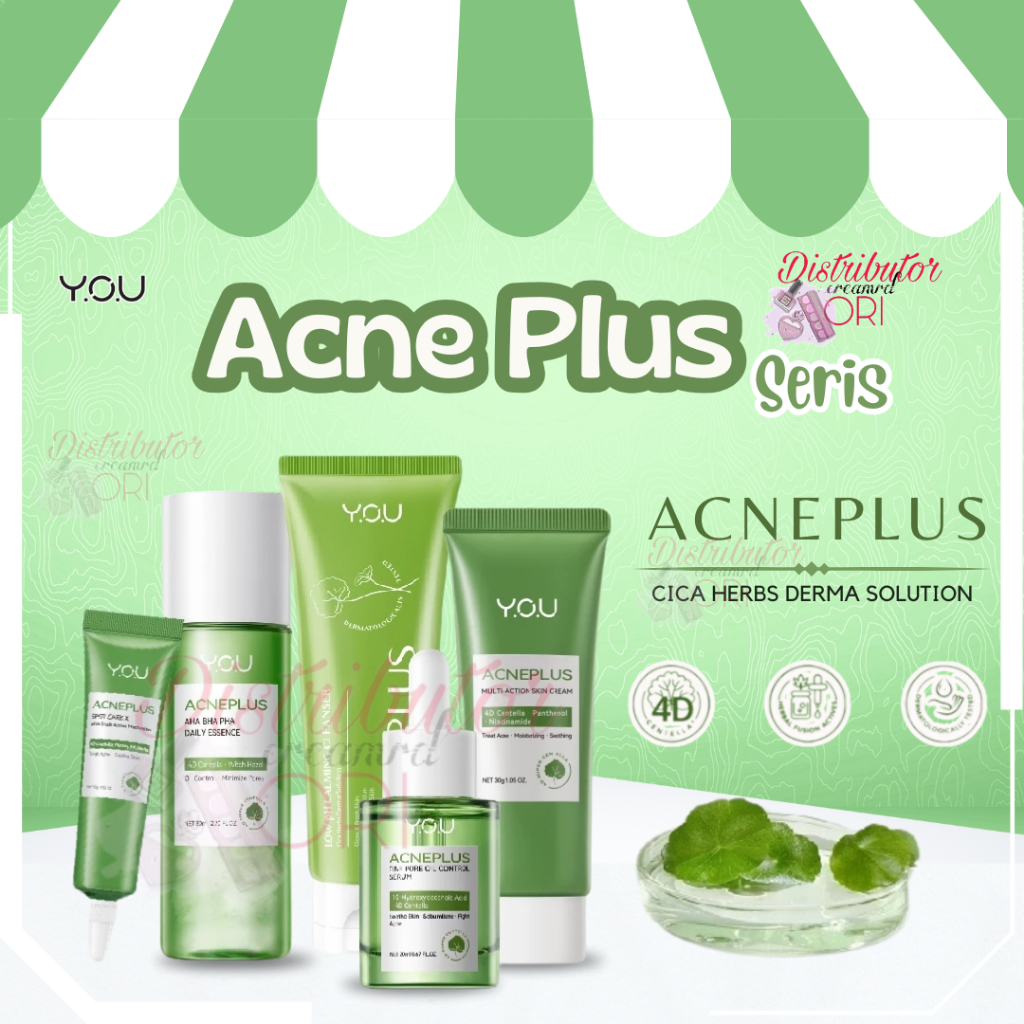 YOU Acne Plus Cica Herbs Derma Solution | ACNEPLUS Toner Spot Care Serum Moisturizer BPOM