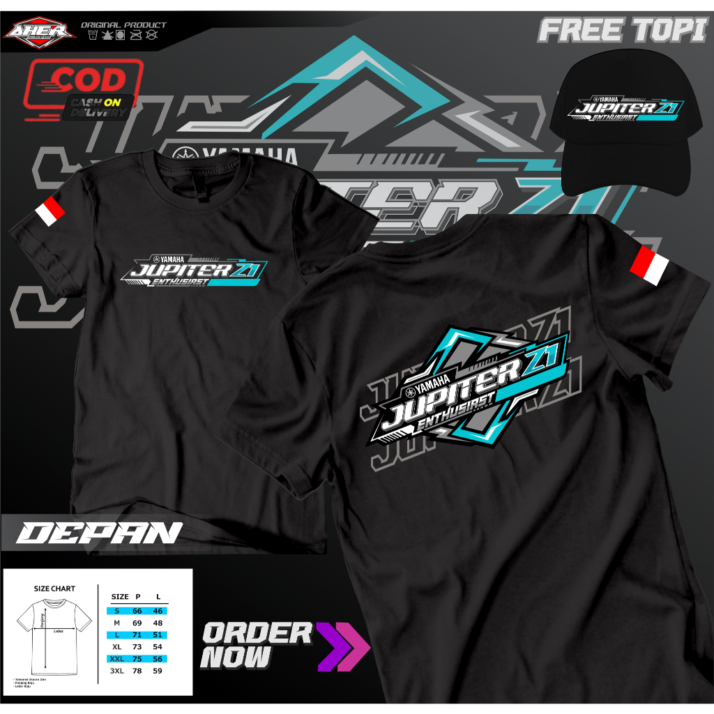KAOS MOTOR JUPITER Z1 LOGO FREE TOPI TERBARU || BAJU KOMMUNITAS MOTOR JUPITER||KAOS YAMAHA JUPITER