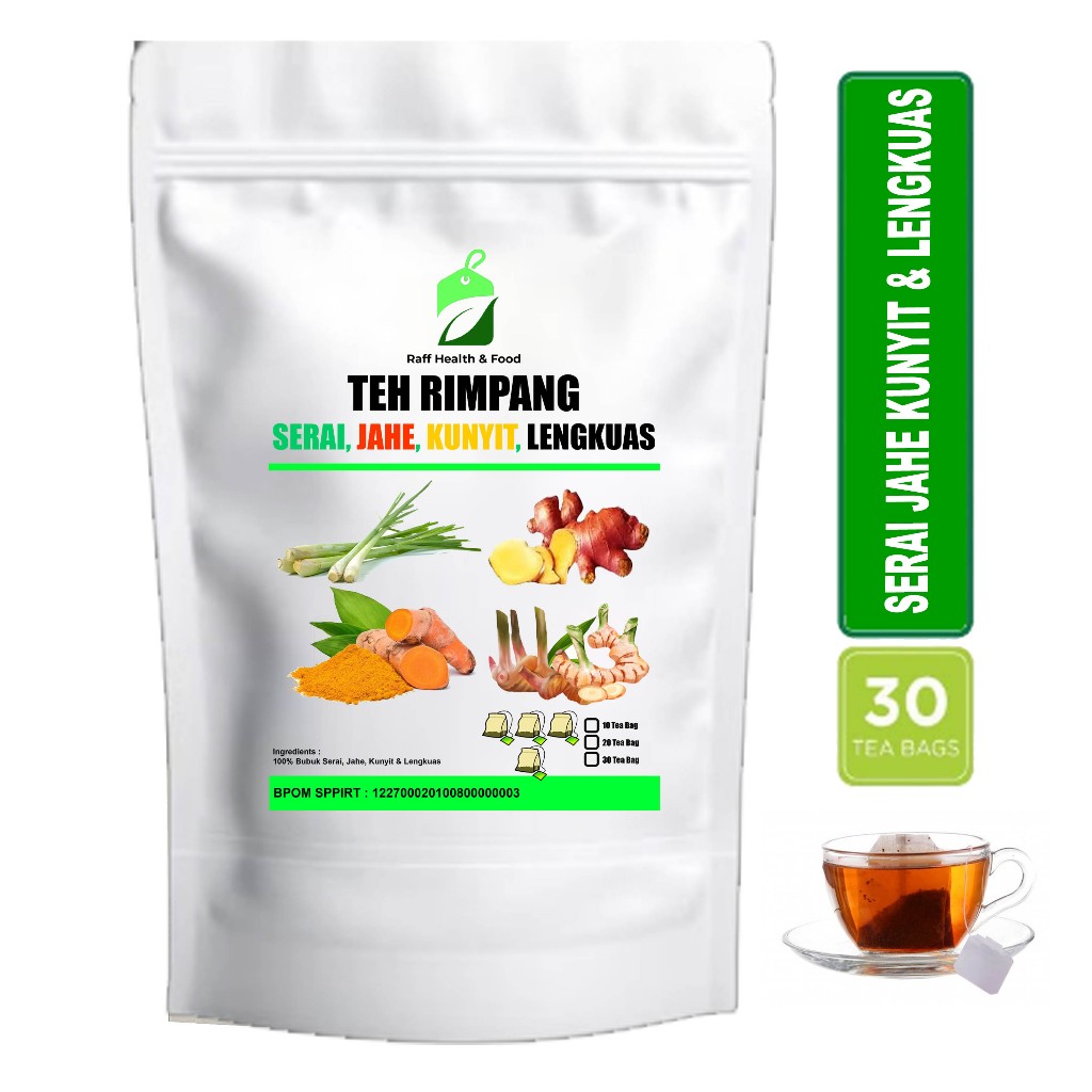 

Teh Rimpang Serai, Jahe, Kunyit & Lengkuas Isi 30 Tea Bag Herbal Pelangsing Imunitas
