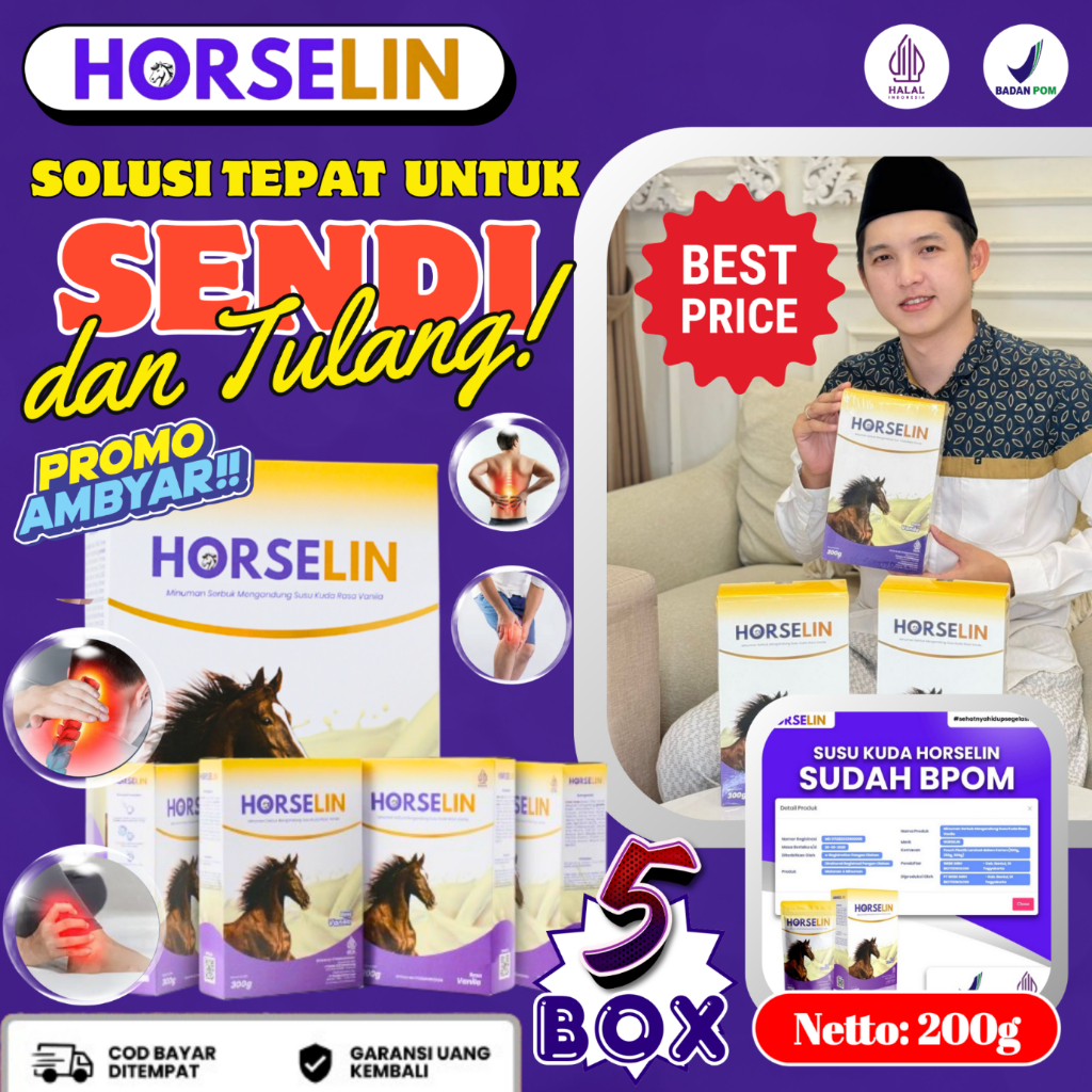 

Horselin Susu Kuda Liar Premium Asli Sumbawa Atasi Persendian Tulang Asam Urat Original 200GR 5 BOX