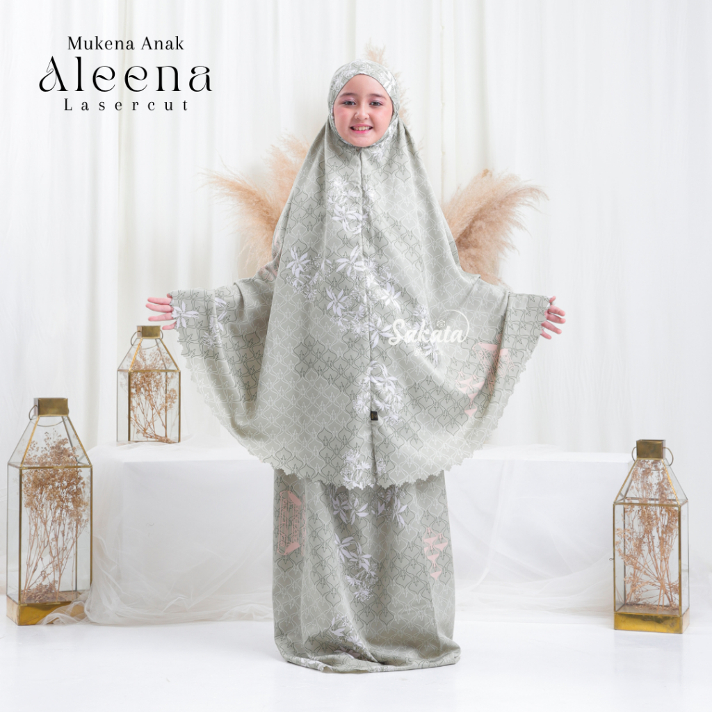 Sakata - Mukena Anak Maxmara 2in1 Lasercut Aleena Satin Silk Sakata Kids | Mukena Anak TK SD Tanggun