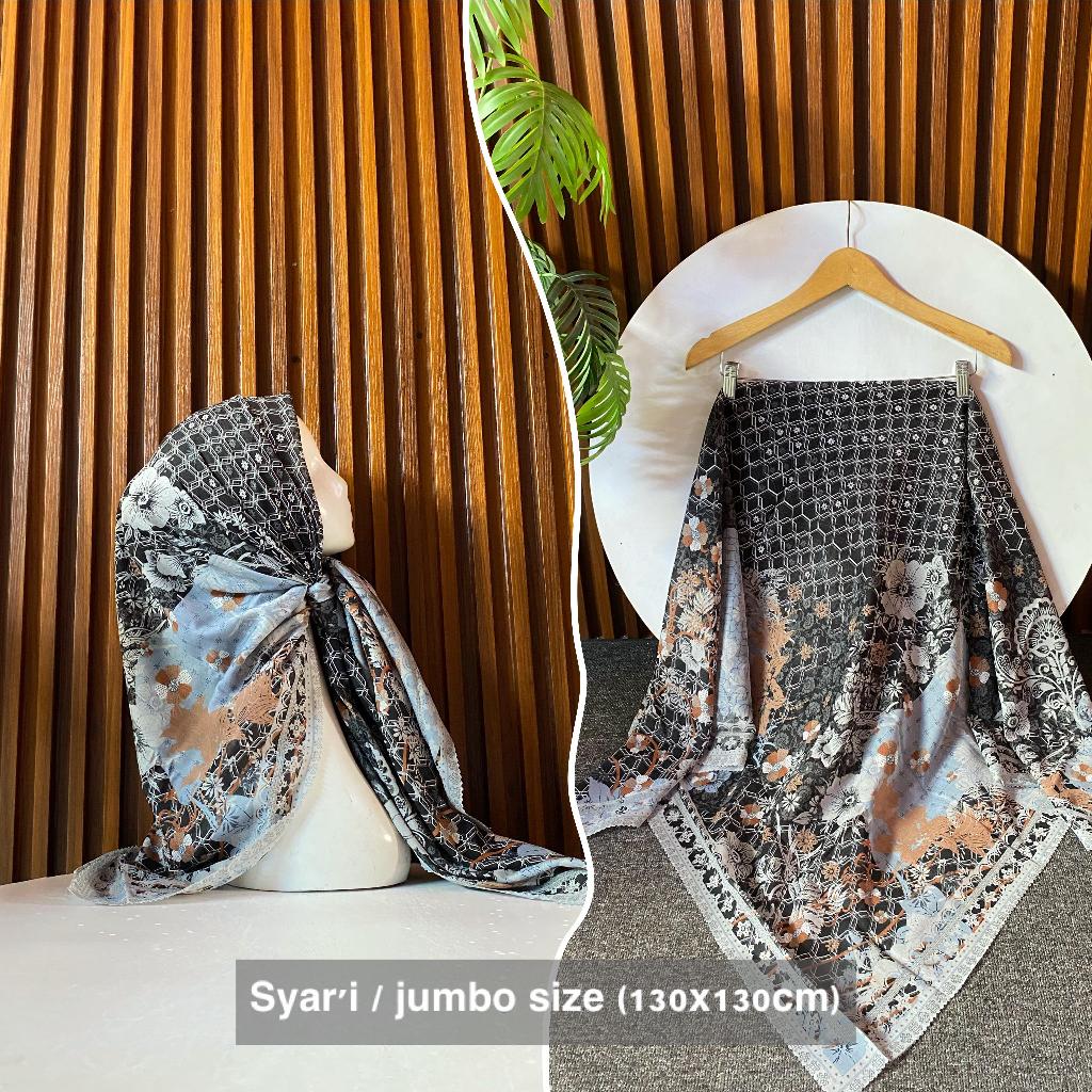 "AZKIA "Hijab jumbo jilbab jumbo Segi empat motif Kerudung Segi empat Voal motif terbaru