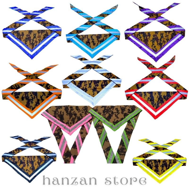 Scraf Pramuka Loreng List Menyala Pria Wanita Bahan Ripstop