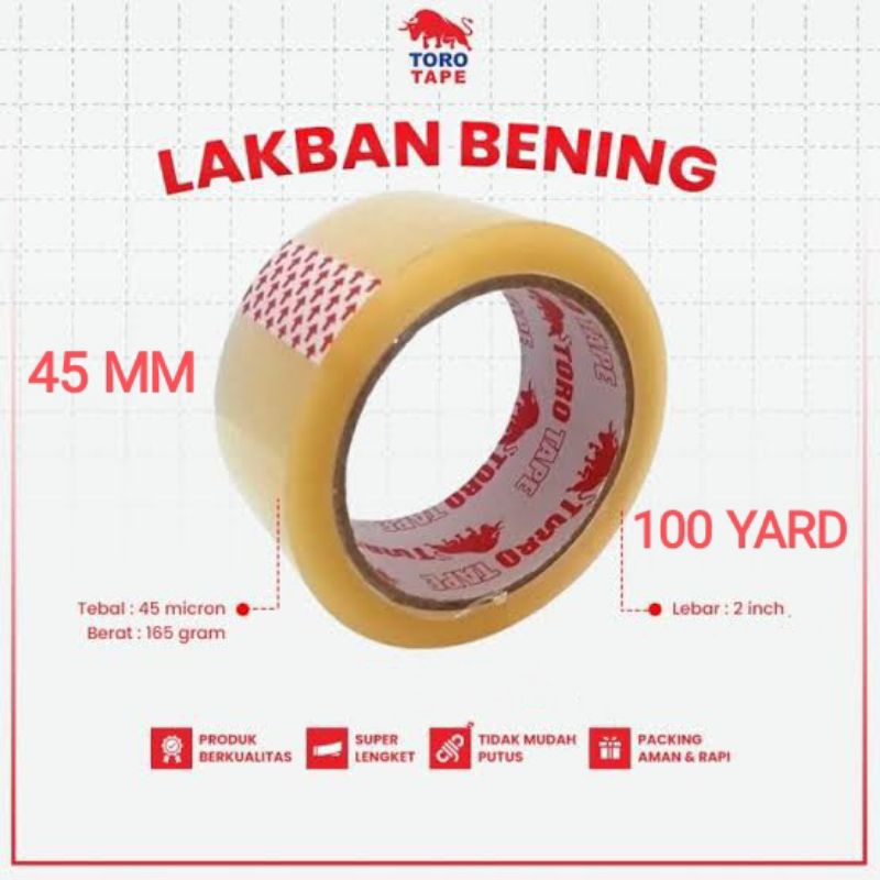

Lakban Bening 45 MM x 100 YARD, Tebal dan Murah - Setara Daimaru