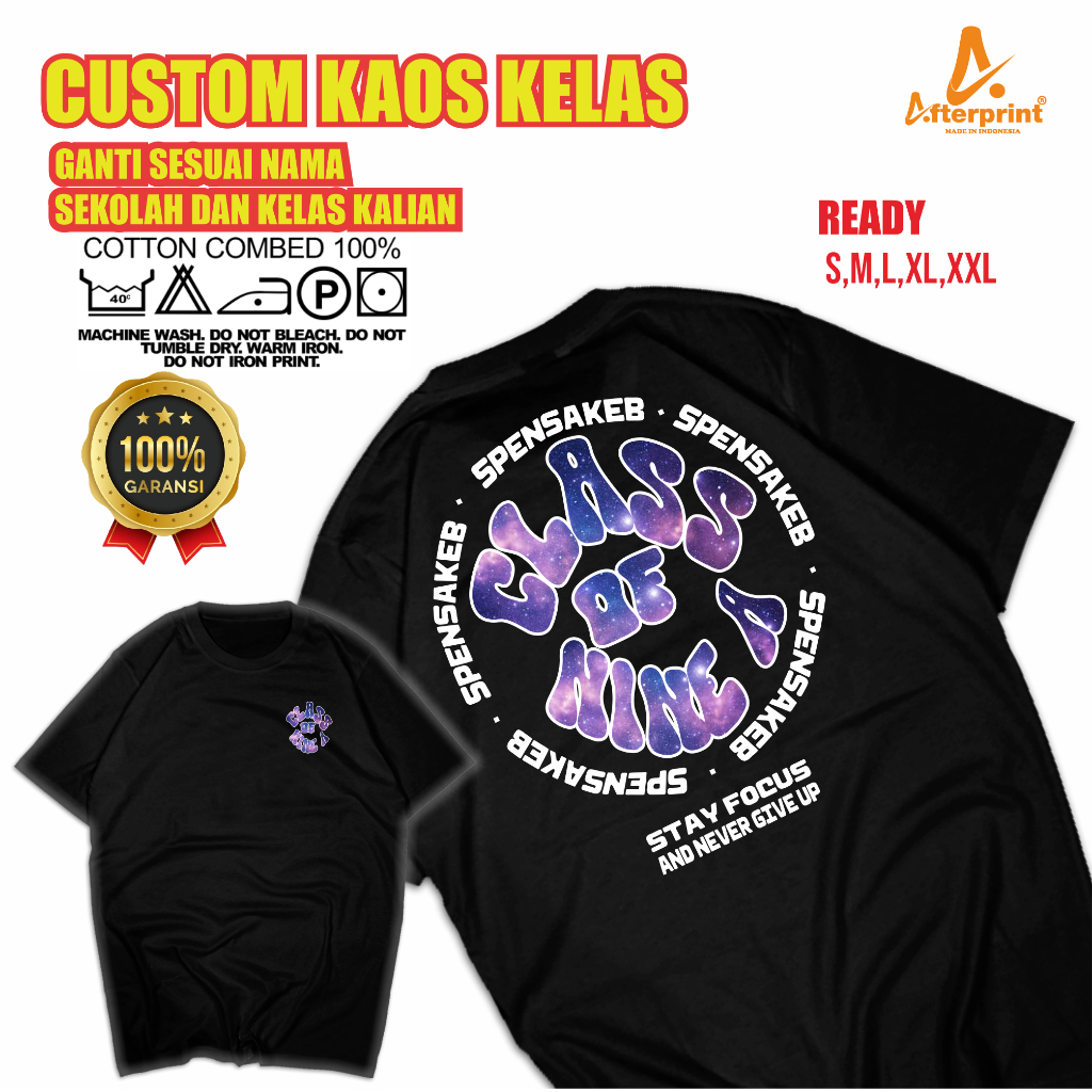 KAOS KELAS SABLON REFLEKTIF DENGAN DESAIN VEBAS CUSTOM NAMA KELAS KALIAN