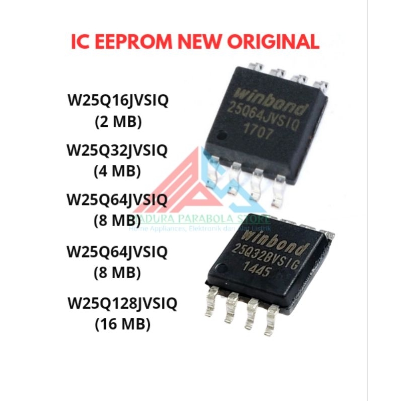 IC Eeprom Winbond W25Q128JVSIQ (16mb) W25Q64JVSIQ (8mb) W25Q16JVSIQ (2mb) W25Q32JVSIQ (4mb)