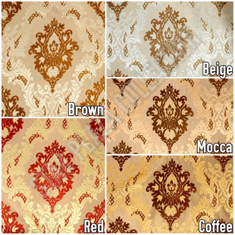 Kain Bludru Beludru Mewah Premium Velvet Timbul Motif Bunga Damask Klasik - Emirates (Sofa, Jok, Kur