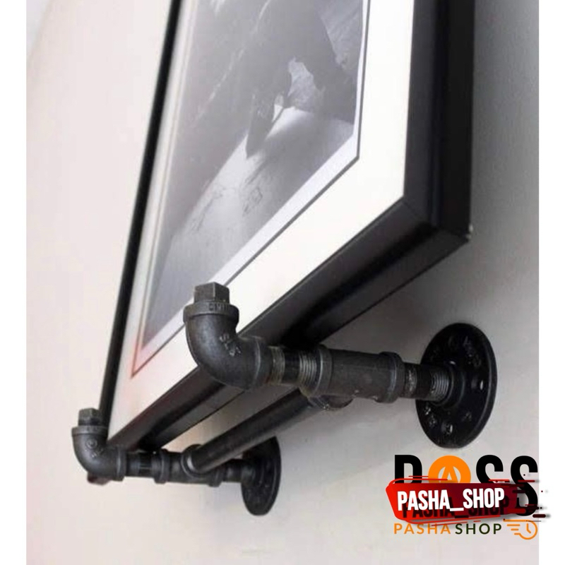 stand lukisan industrial - stand bingkai foto dinding - pipe penyangga bingkai foto