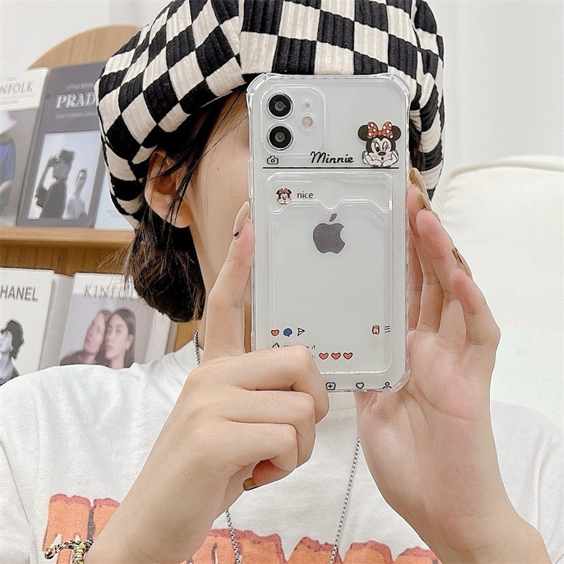 [TCS] CASE TRANSPARANT CASING CARD KPOP PHOTOCARD HOLDER IPHONE 13 PROMAX minnie Mouse
