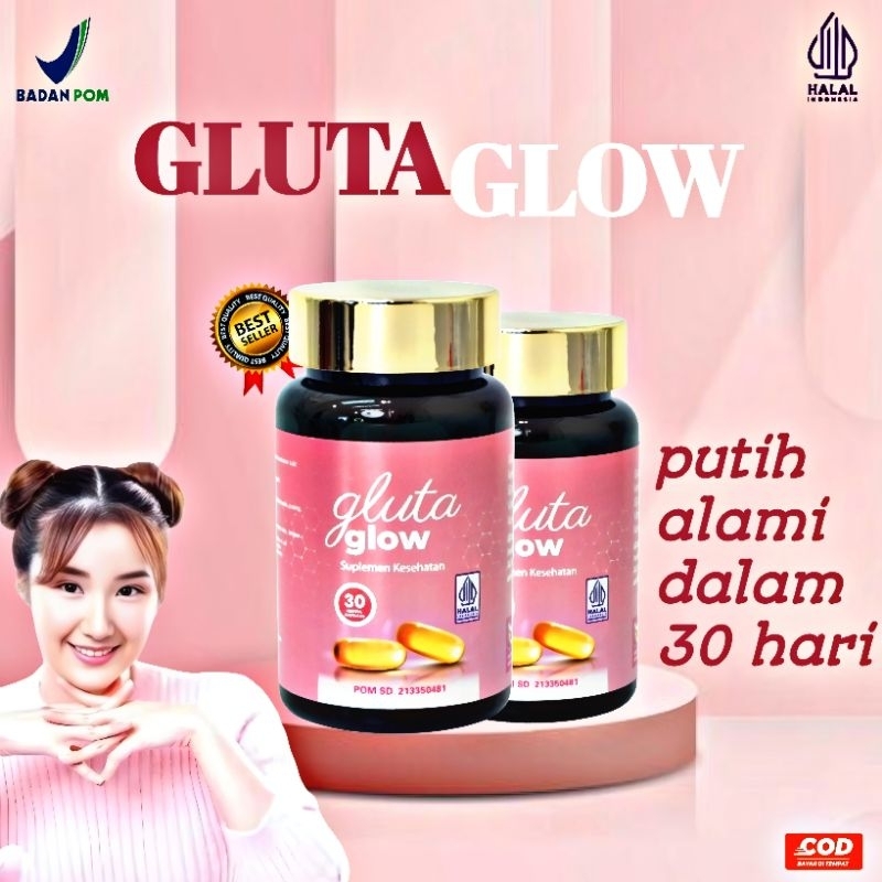 Gluta Glow Skin Up Plus 30 Kapsul Pencerah Pemutih Kulit Badan Wajah Original