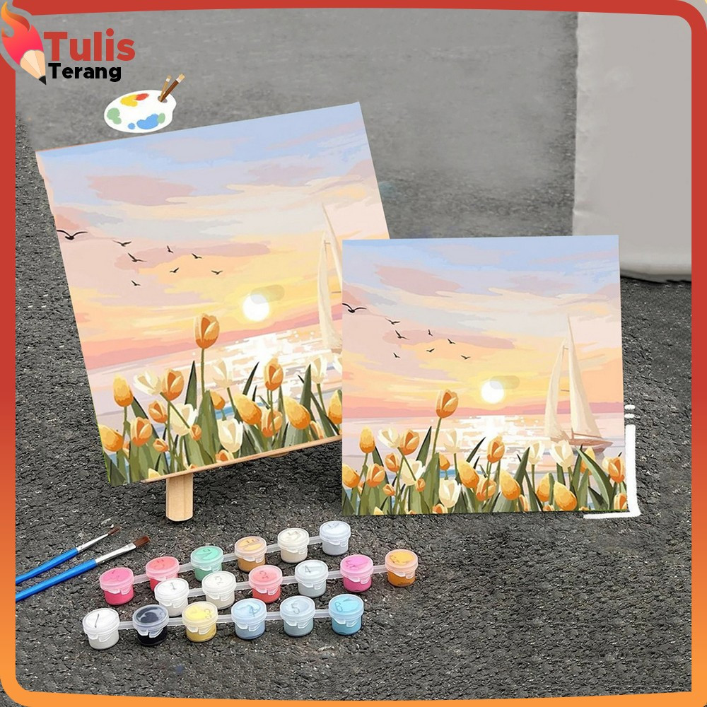 

Kanvas Siap Lukis Painting By Number Kit 20x20cm / DIY Canvas Digital Painting Acrylic Aesthetic Lukisan Bunga Pemandangan Tulis Terang A110