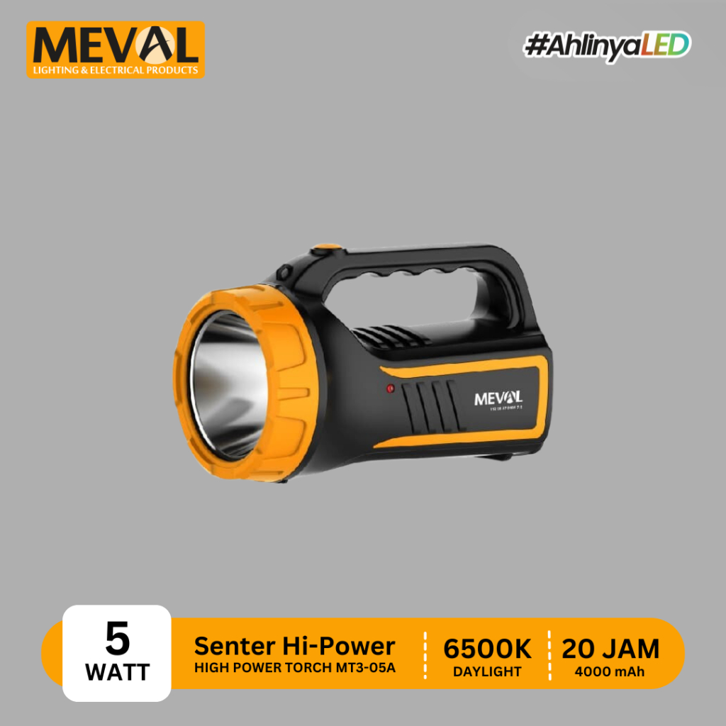 MEVAL Senter LED Flashlight 5 Watt Hi-Power - Putih