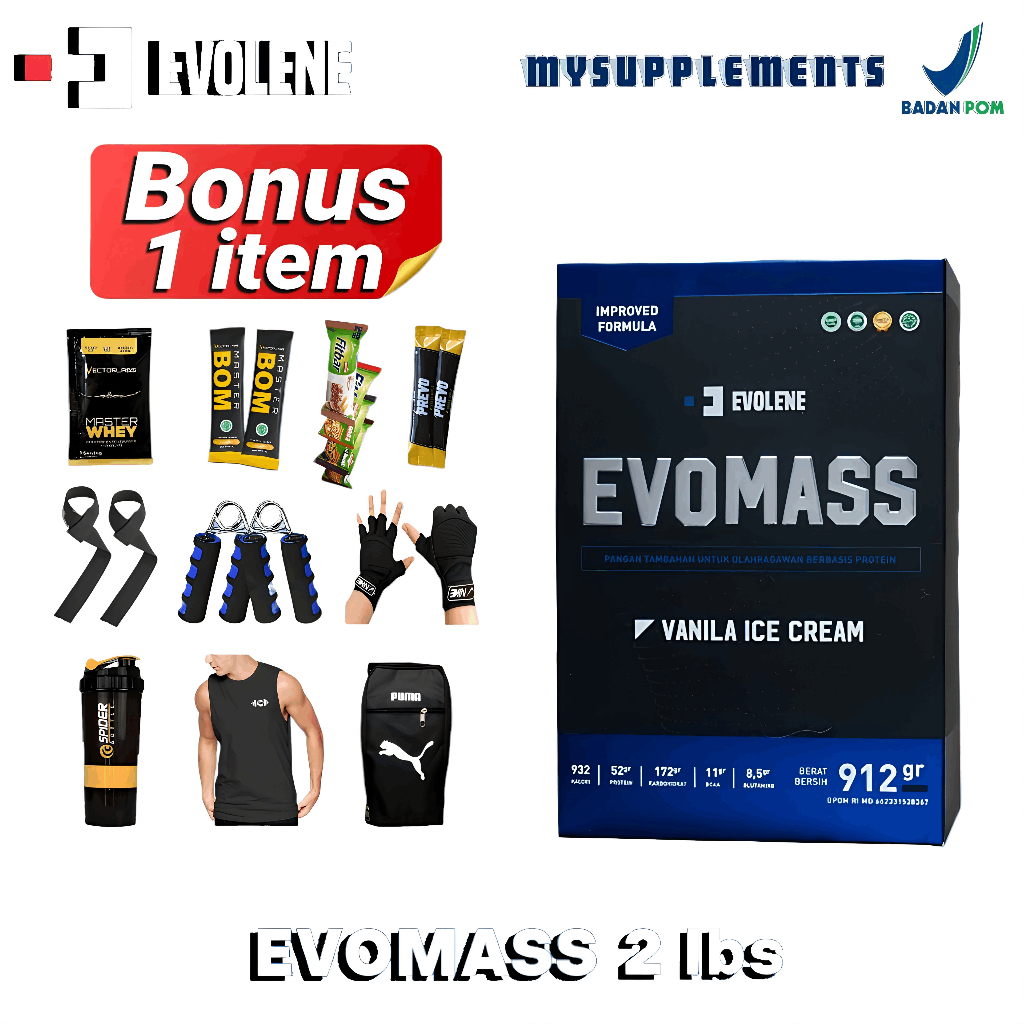 Evolene Evomass Susu Gainer 2 lbs Susu Protein Penambah Berat Badan