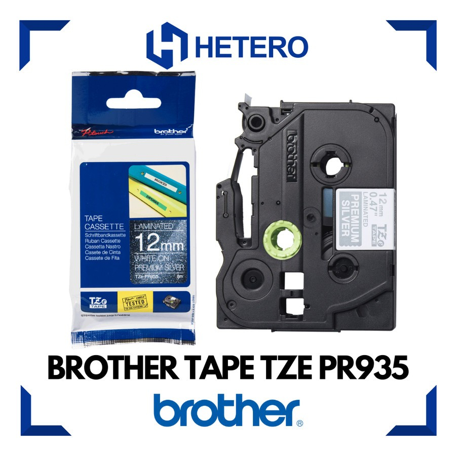 

BROTHER Color Tape TZE-PR935 White on Premium Silver, 12mm