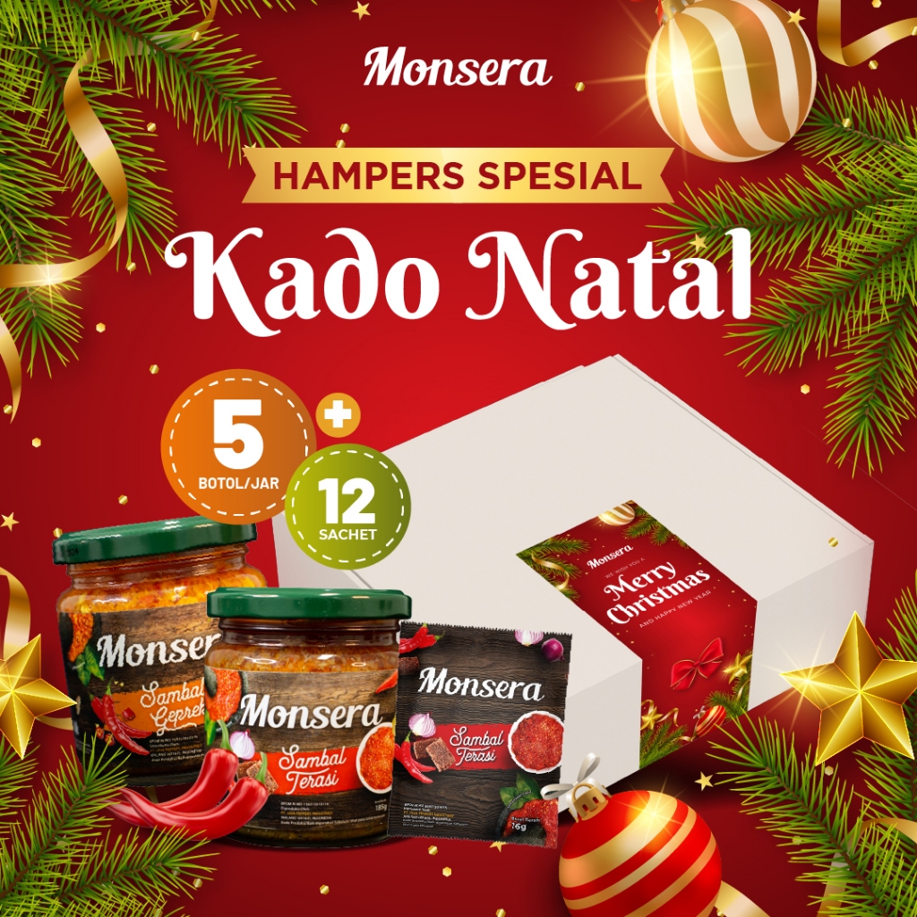 

Paket Hampers Natal 5 botol Sambal Monsera spesial Natal
