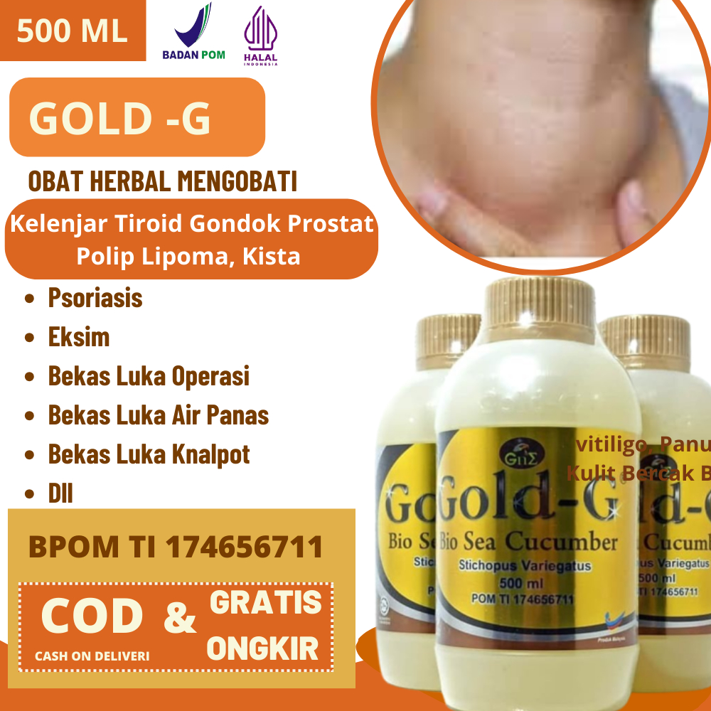 Jelly Gamat Gold-G Solusi Herbal | Obat Herbal Alami Kelenjar Tiroid Gondok Prostat Polip Lipoma, Ki