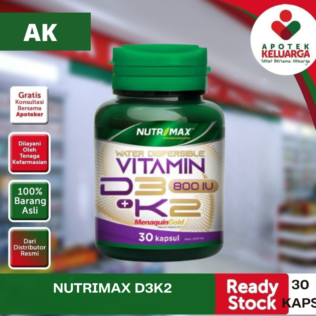 NUTRIMAX D3 800 IU K2 ISI 30 KAPSUL #MENJAGA KESEHATAN TULANG, BOOSTER IMUN, PERPADATAN TULANG #PADA