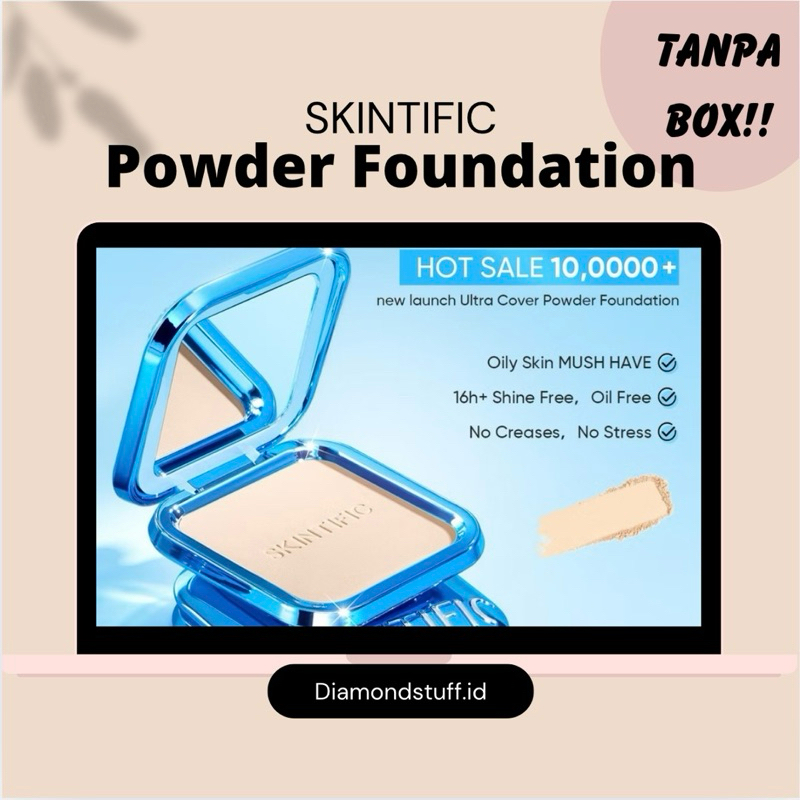 SKINTIFIC Powder Foundation Tanpa Box Bedak Skintific Ultra Cover Powder Foundation 9g Matte Fit Bed