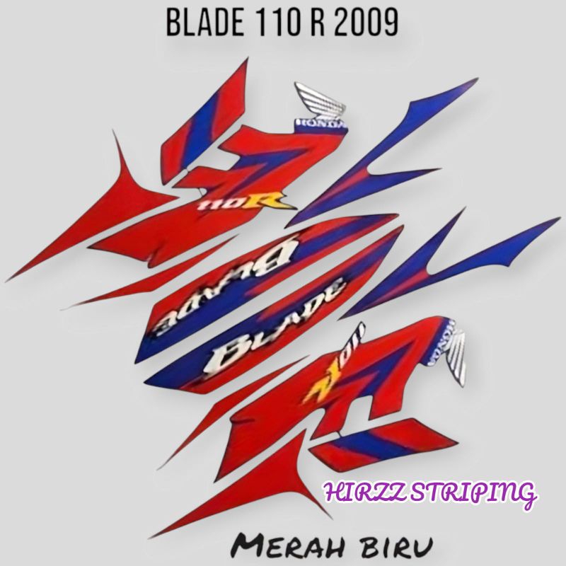 STIKER STRIPING LIS LES POLET PLAT BODY MOTOR HONDA BLADE 110R 2009 PUTIH BIRU