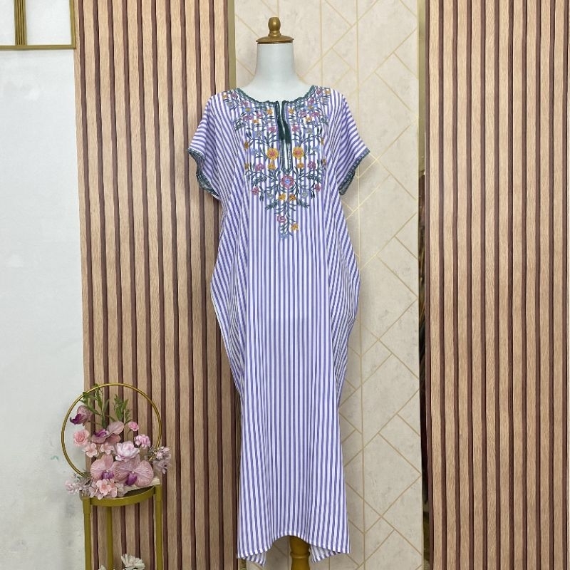 DASTER BORDIR RAYON VISCOSE MOTIF SALUR TANGAN PENDEK PREMIUM BUSUI