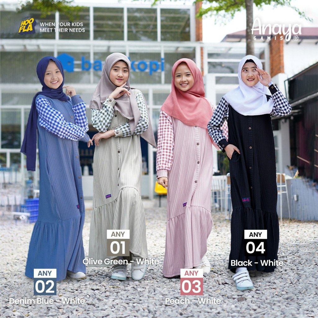 GAMIS DRESS ANAK CASUAL CANTIK WARNA PASTEL ANAYA GAMIS