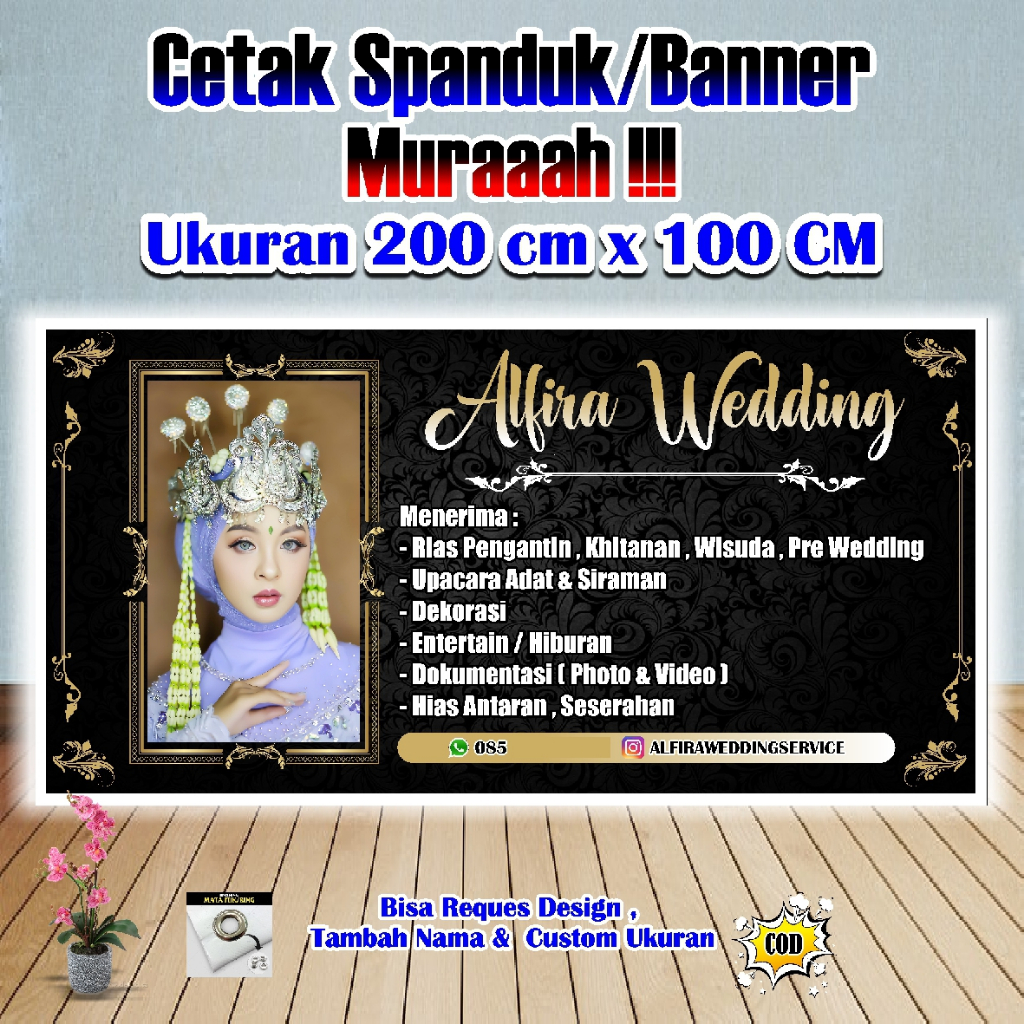 Spanduk Banner Wedding Ukuran 2 meter x 1 meter