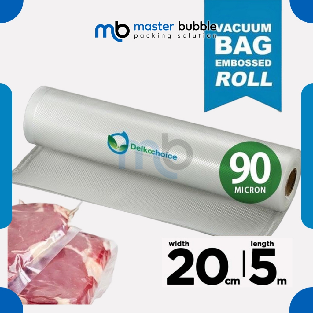 Vacuum Embossed Roll Bening 20cm x 5 meter Plastik Vakum Makanan Vacum Bag Sealer  - Delkochoice