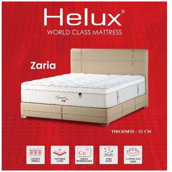 Matras Helux type Zaria tebal kasur 35 cm, ukuran lengkap jenis ada set original resmi Helux lengkap