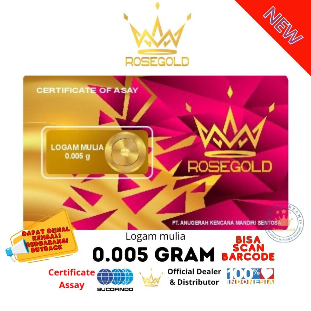 ROSE GOLD 0.005 GRAM LOGAM MULIA EMAS MINI