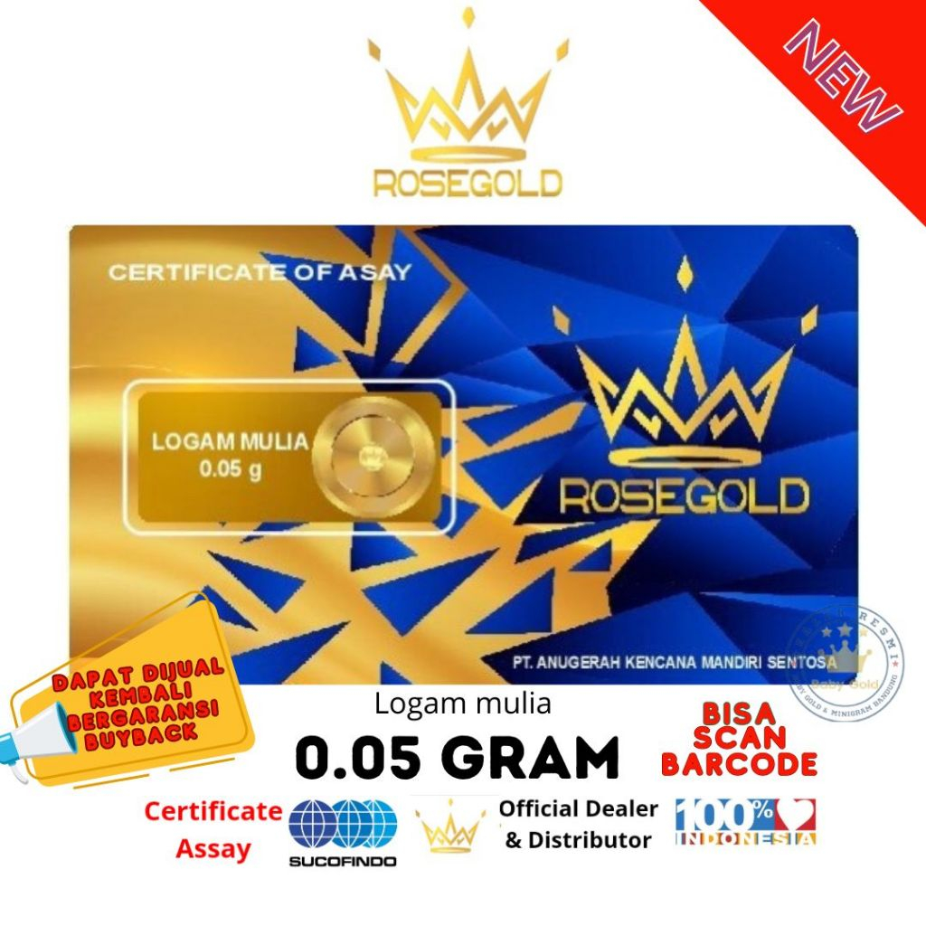 ROSE GOLD 0.05 GRAM EMAS MINI Bersertifikat sucofindo