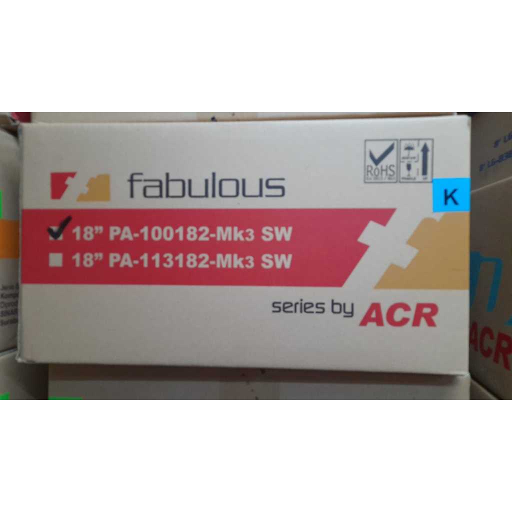 Speaker 18 inch ACR Fabulous 100182 SW MKIII / 100182SW MKIII / 100182 SW-MKIII — ORIGINAL SINAR BAJA