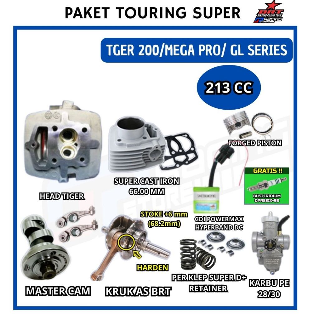 Paket Bore Up Tiger/Mega Pro Primus/GL-Head-Blok Piston-CDI-Cam-Kruk As-Karbu-BRT Paket Touring 10