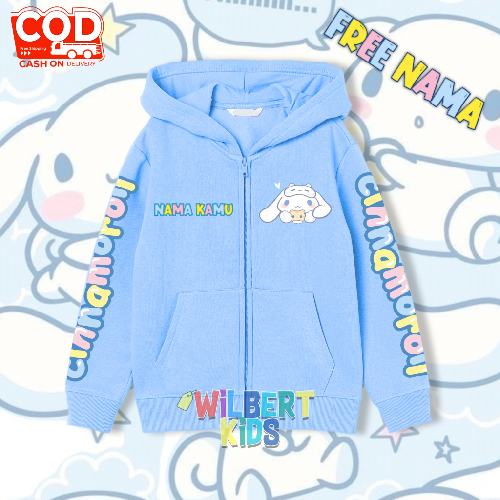 Jaket Zipper Anak Cinnamoroll Perempuan / Jaket Resleting FREE NAMA