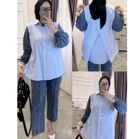 Erigo short shirt jazlyn blue