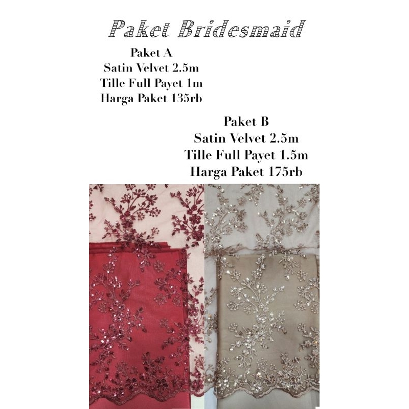 Kain tille motif paket bridesmaids/ paket seragam keluarga