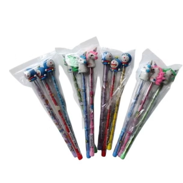 

Pensil kepala boneka / pencil set 3pcs / pensil kuda poni / pencil Doraemon/ pensil set