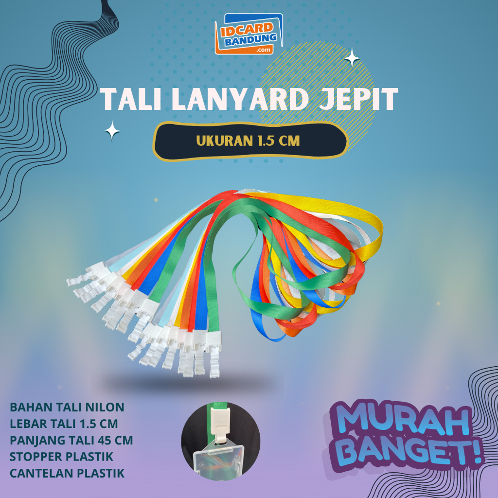 

Tali LANYARD JEPIT 1.5cm tali ID Card tali idcard polyster Name Tag 1,5 cm POLOS