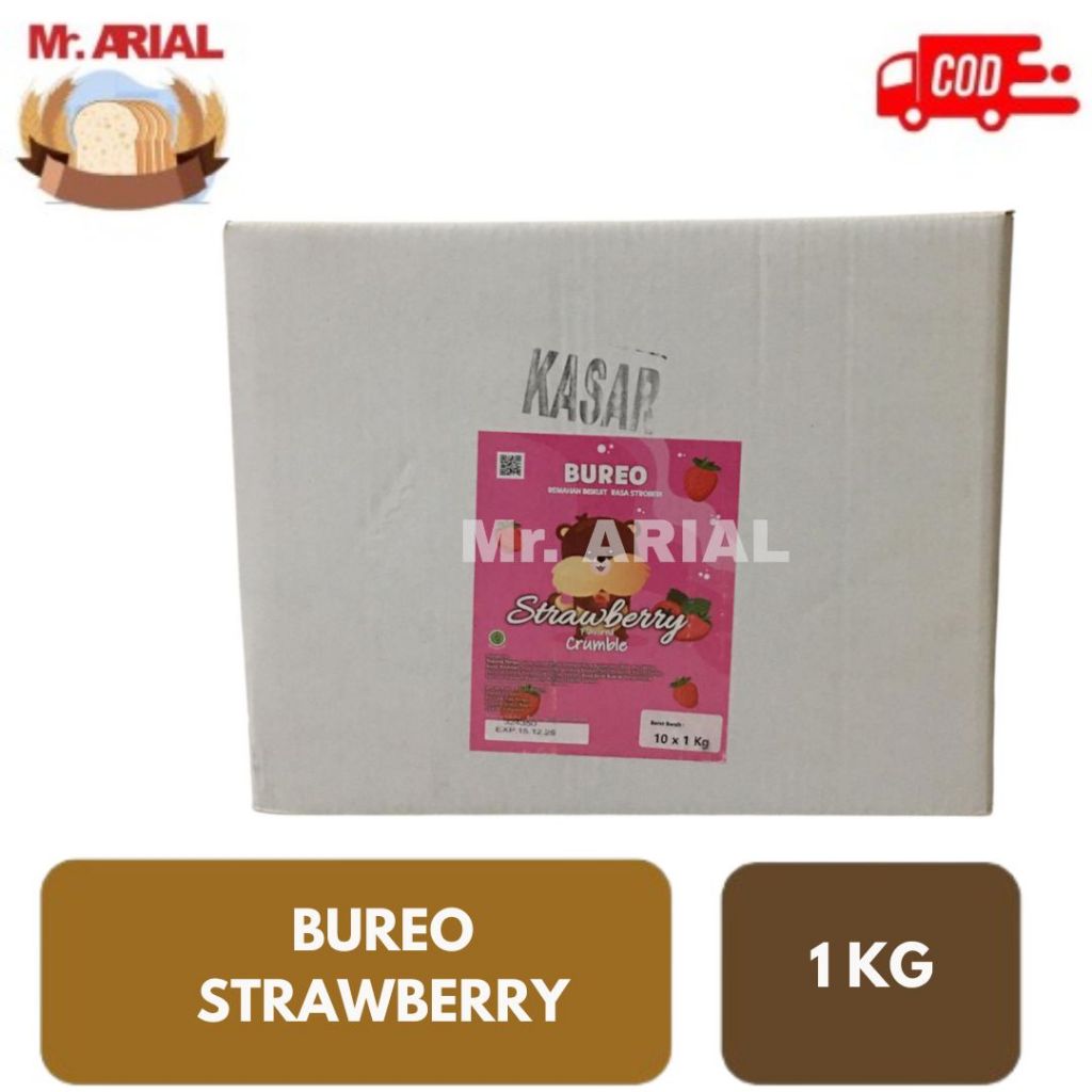 

BUREO Strawberry Crumbs Biscuit 1kg / bubuk biskuit crumb cookies HALUS DAN KASAR