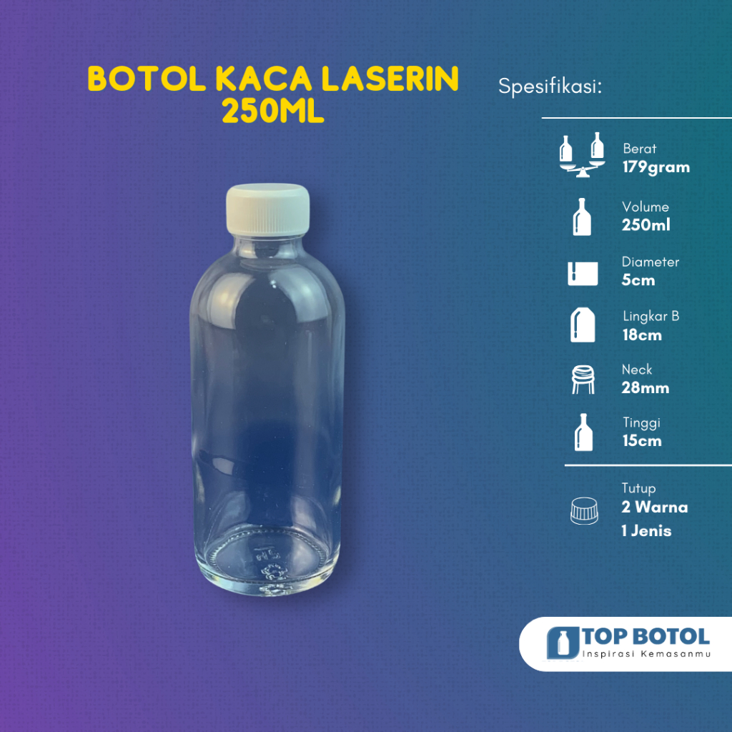(Paket isi 16pcs) BOTOL KACA LASERIN 250ML BOTOL JUS 250ML BOTOL MADU 250ML BOTOL KACA 250ML KEMASAN