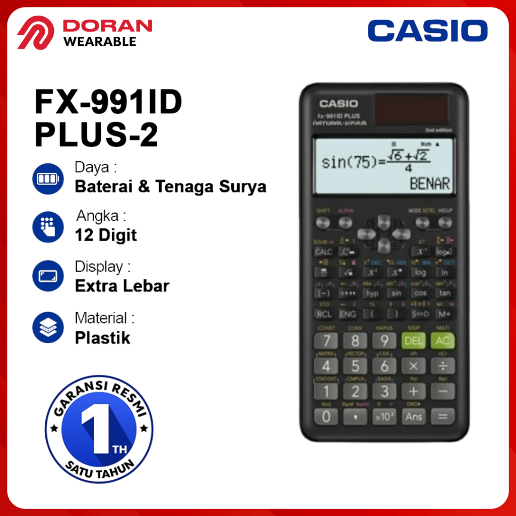 

CASIO Kalkulator Casio FX-911IDPLUS-2 | Calculator Scientific Casio FX 911 ID Plus 2 - Garansi 1 Tahun