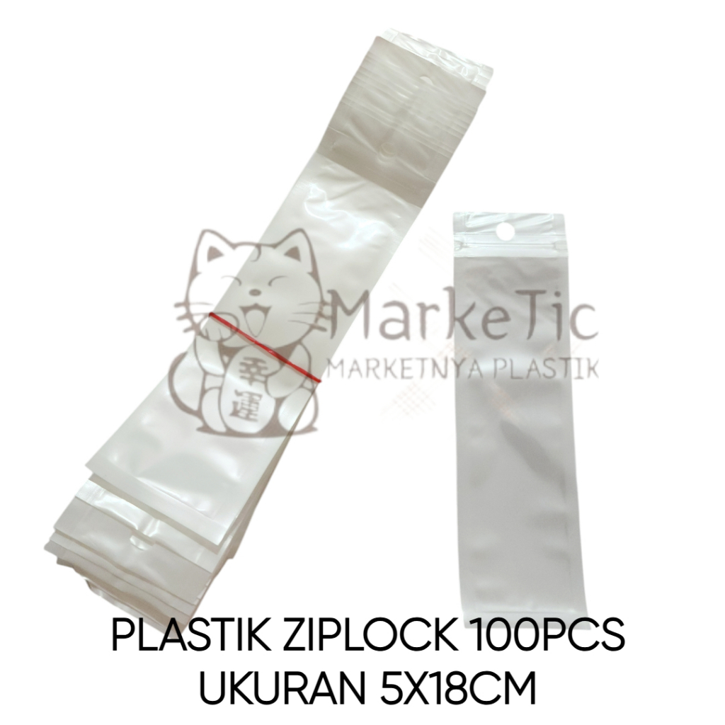 Plastik Ziplock 100pcs Ukuran 5x18 Cm / Plastik Aksesoris / Plastik Klip Putih / Plastik Packing / P