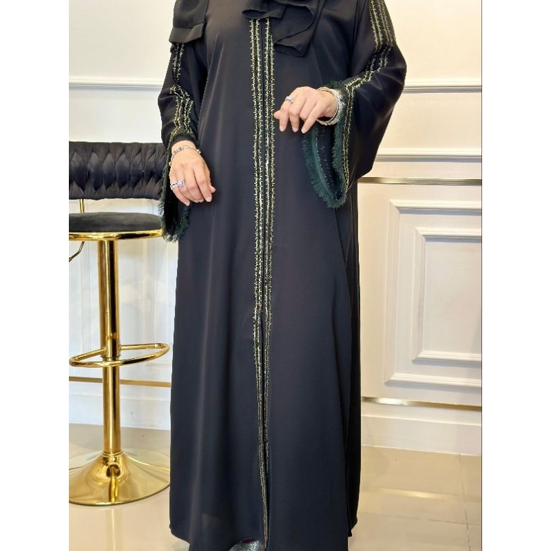 Abaya Dubai New/Abaya Dubai ORI/Abaya Dubai Permata Tangan Bulu
