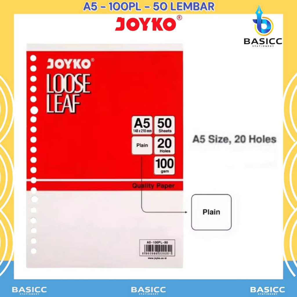 

Joyko Loose Leaf 50-Lembar Kertas Binder Polos | A5-100PL-50