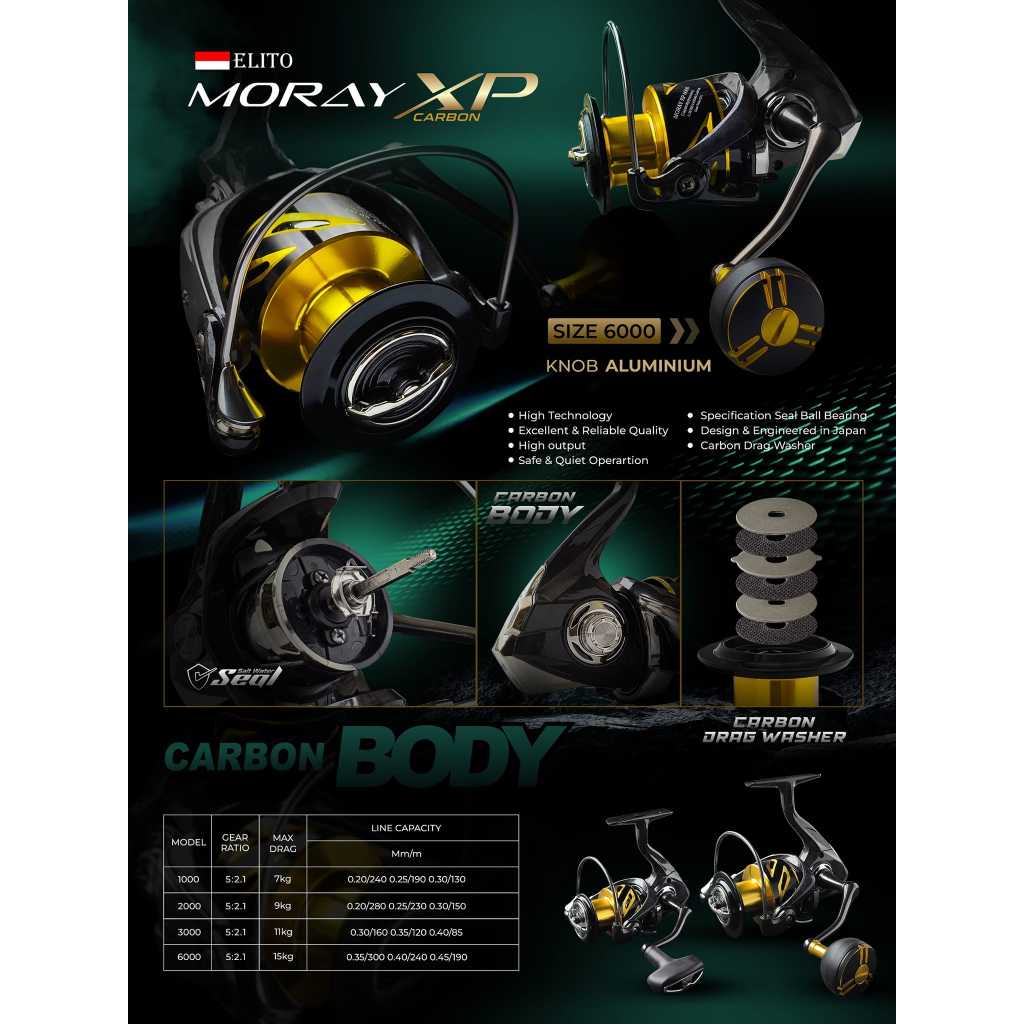 Reel SPINNING ELITO MORAY XP (BODY CARBON)