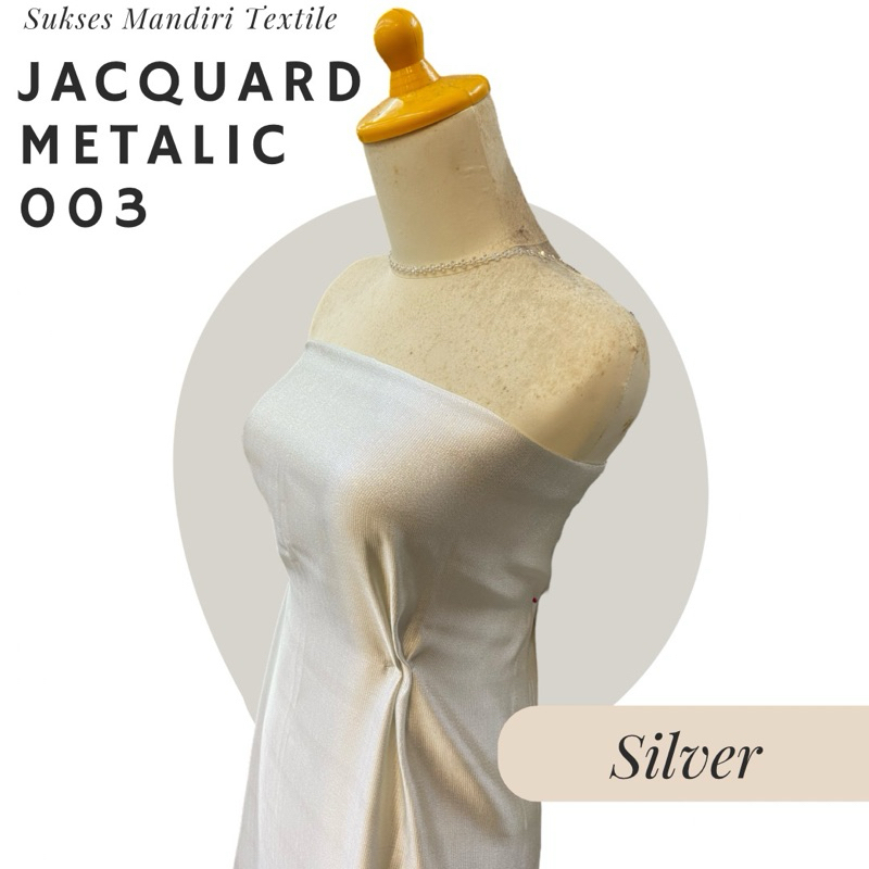 Jacquard Metalic Warna Silver, two tone, jacquard gradasi, jaquard glitter, jaquard metalik, gaun pe