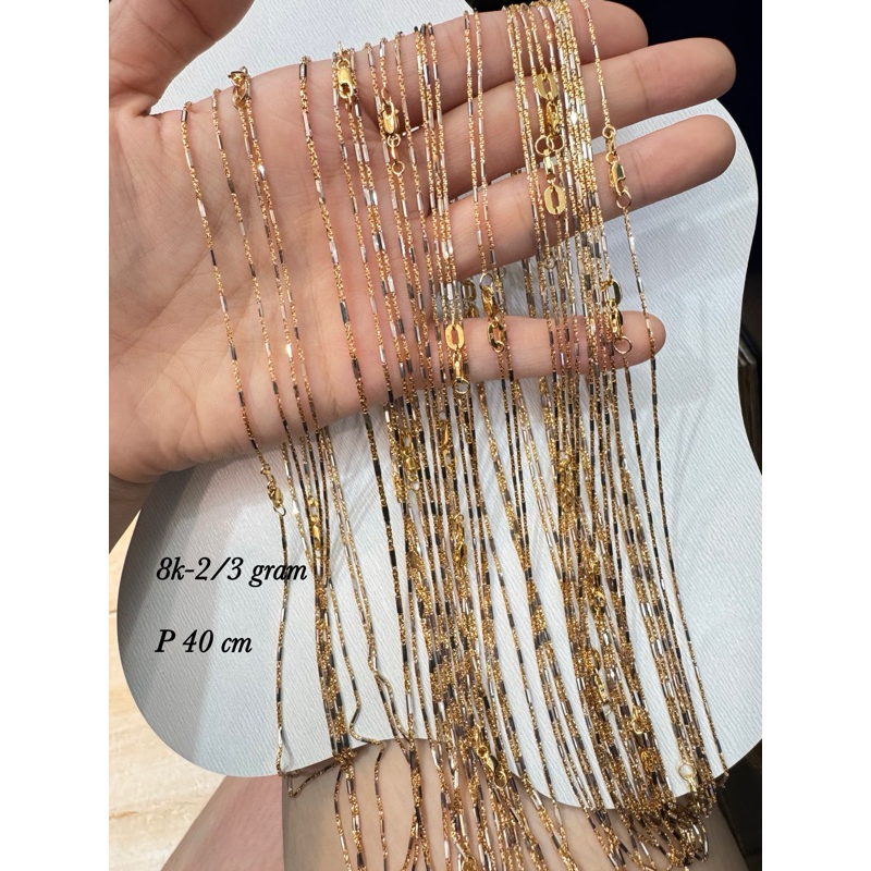 Kalung emas rantai pipa kombinasi 8k