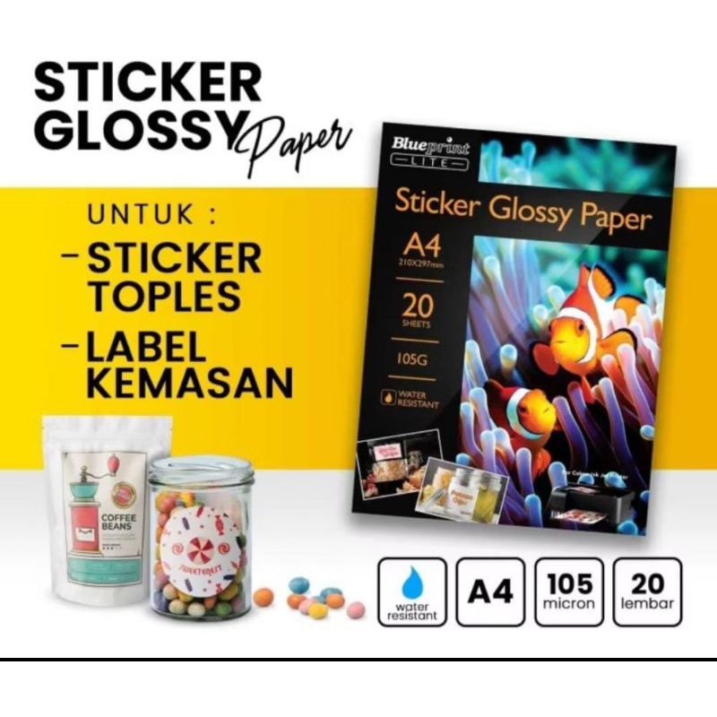 

Kertas Stiker Glossy / Stiker Glossy Paper Blueprint A4 105 Micron