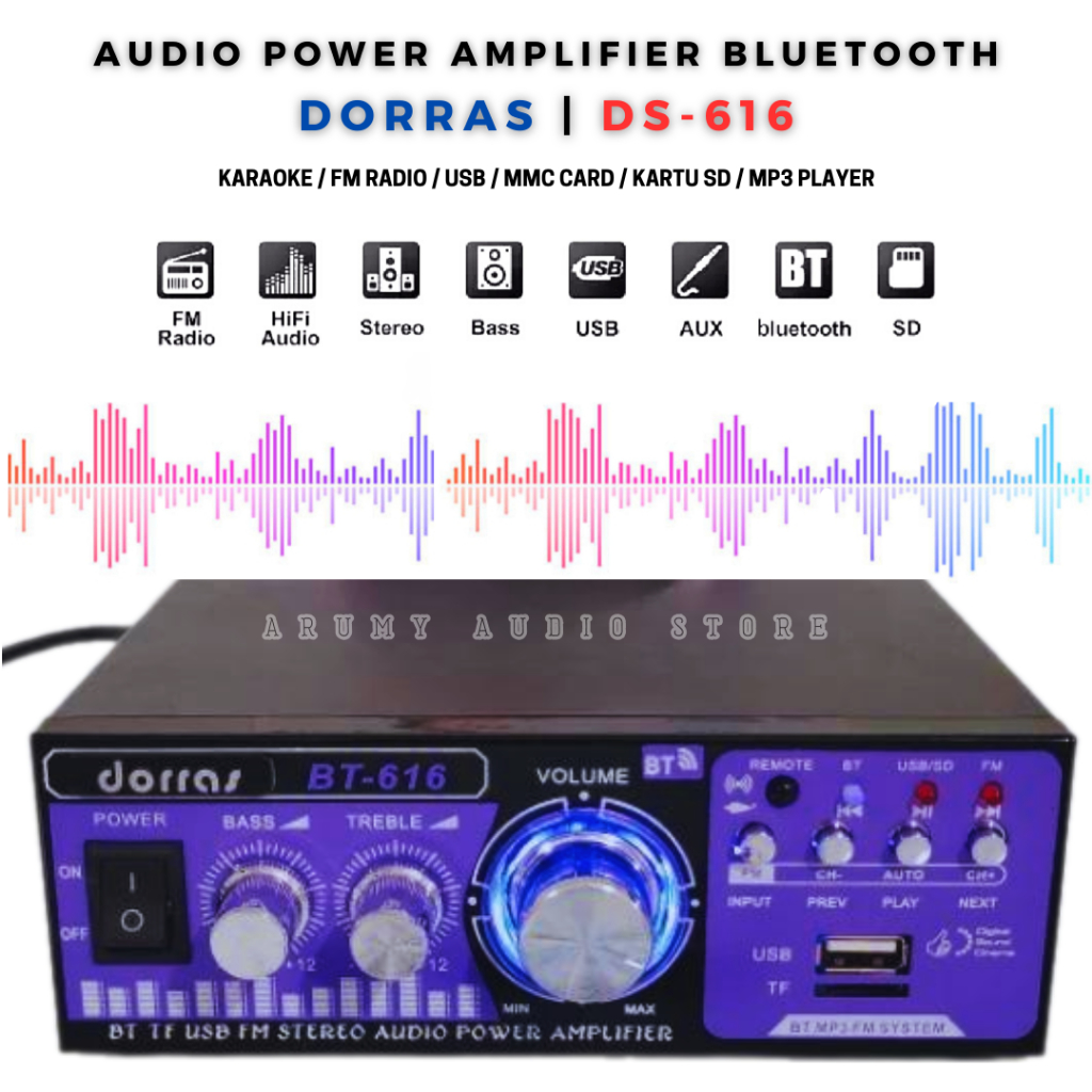 Audio Power Amplifer Mini Dorras Bt616 Bluetooth Stereo Mp3 | Amplifier Bluetooth Dorras Bt-616 Kara